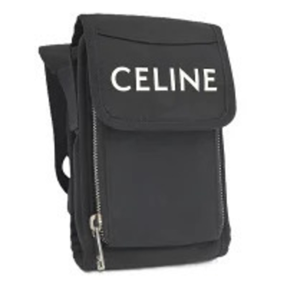 Celine Shoulder Bag Trekking Mobile Pouch Clutch Canvas Black